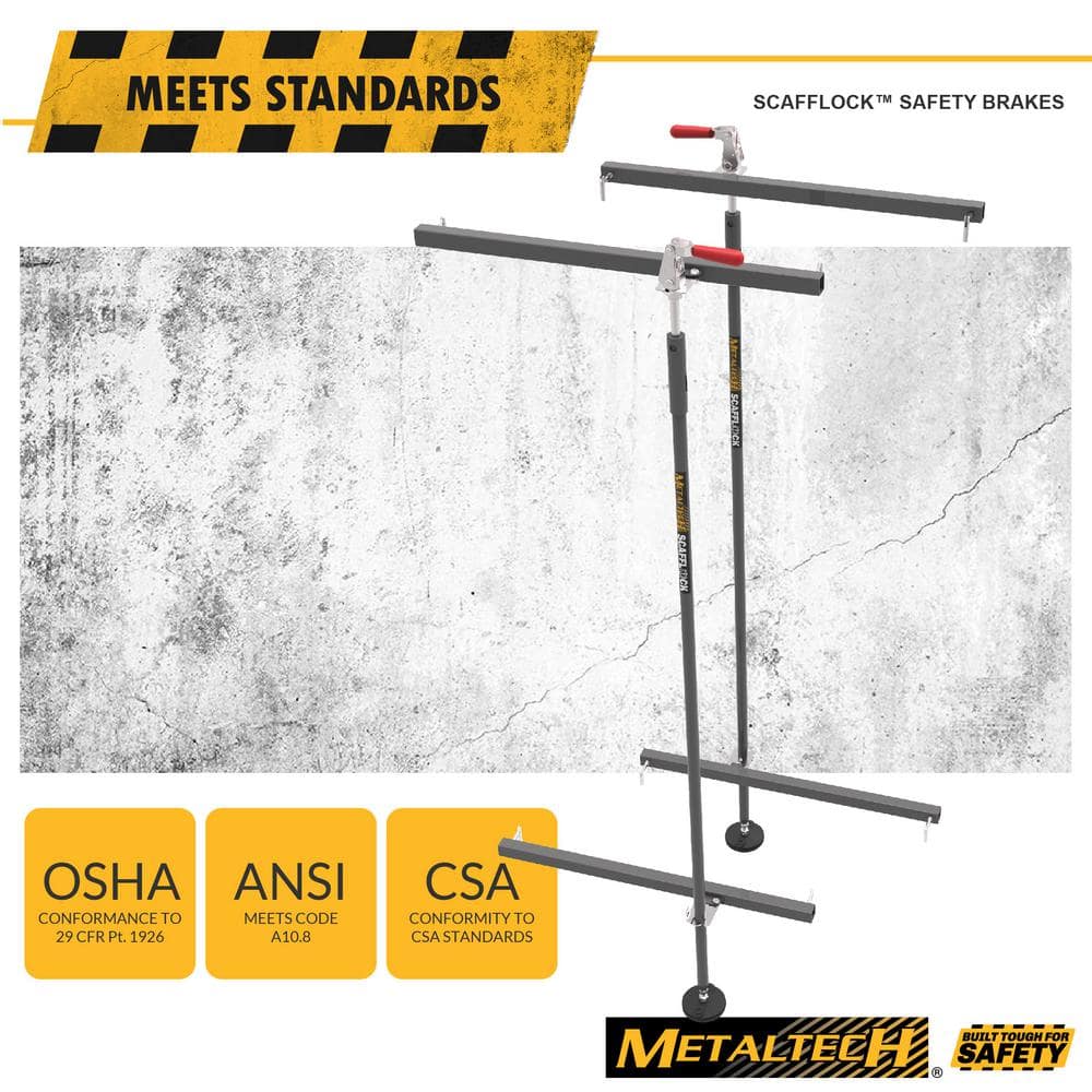 MetalTech Jobsite 6 ft. Scafflock Safety Brakes, Stabilizing Equipment for Baker Style Scaffold (2-Pack) (3)
