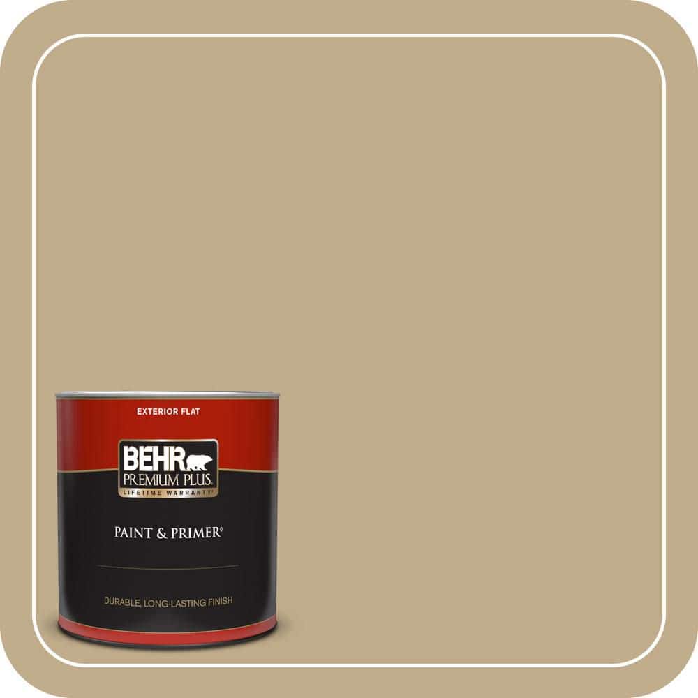 BEHR PREMIUM PLUS 1 qt. #PPU7-21 Woven Straw Flat Exterior Paint & Primer