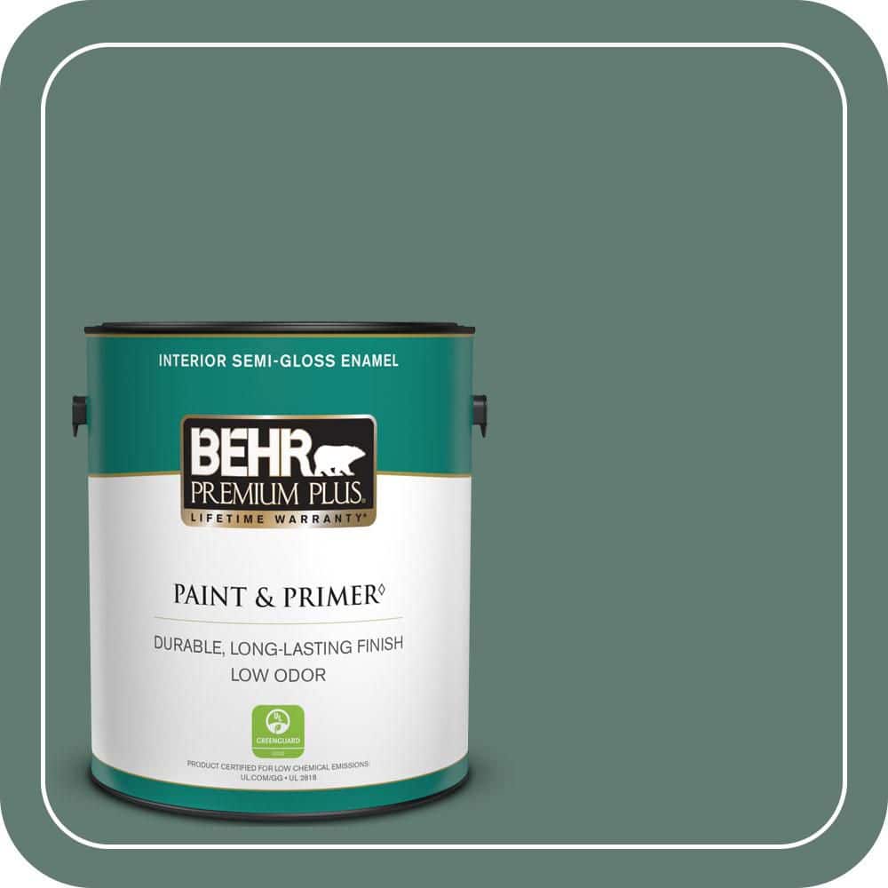 BEHR PREMIUM PLUS 1 gal. #S430-6 Forest Edge Semi-Gloss Enamel Low Odor Interior Paint & Primer