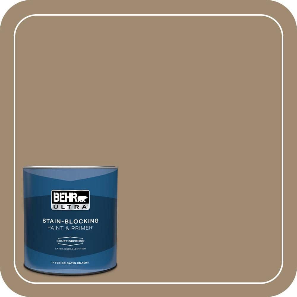 BEHR ULTRA 1 qt. #PMD-102 River Mud Extra Durable Satin Enamel Interior Paint & Primer