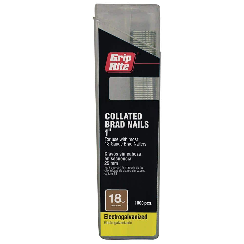 Grip-Rite 1 in. x 18-Gauge Electrogalvanized Brad Nails 1000 per Box (3)