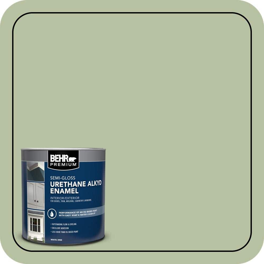 BEHR PREMIUM 1 qt. #M380-4 Chopped Dill Semi-Gloss Enamel Urethane Alkyd Interior/Exterior Paint (1)