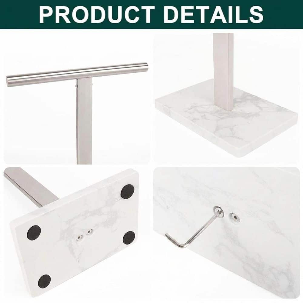 Anqtovp Hand Towel Holder in Brushed Stainless Steel with Marble Base T-Shape Bar for Bathroom Countertop, Rustproof (2)