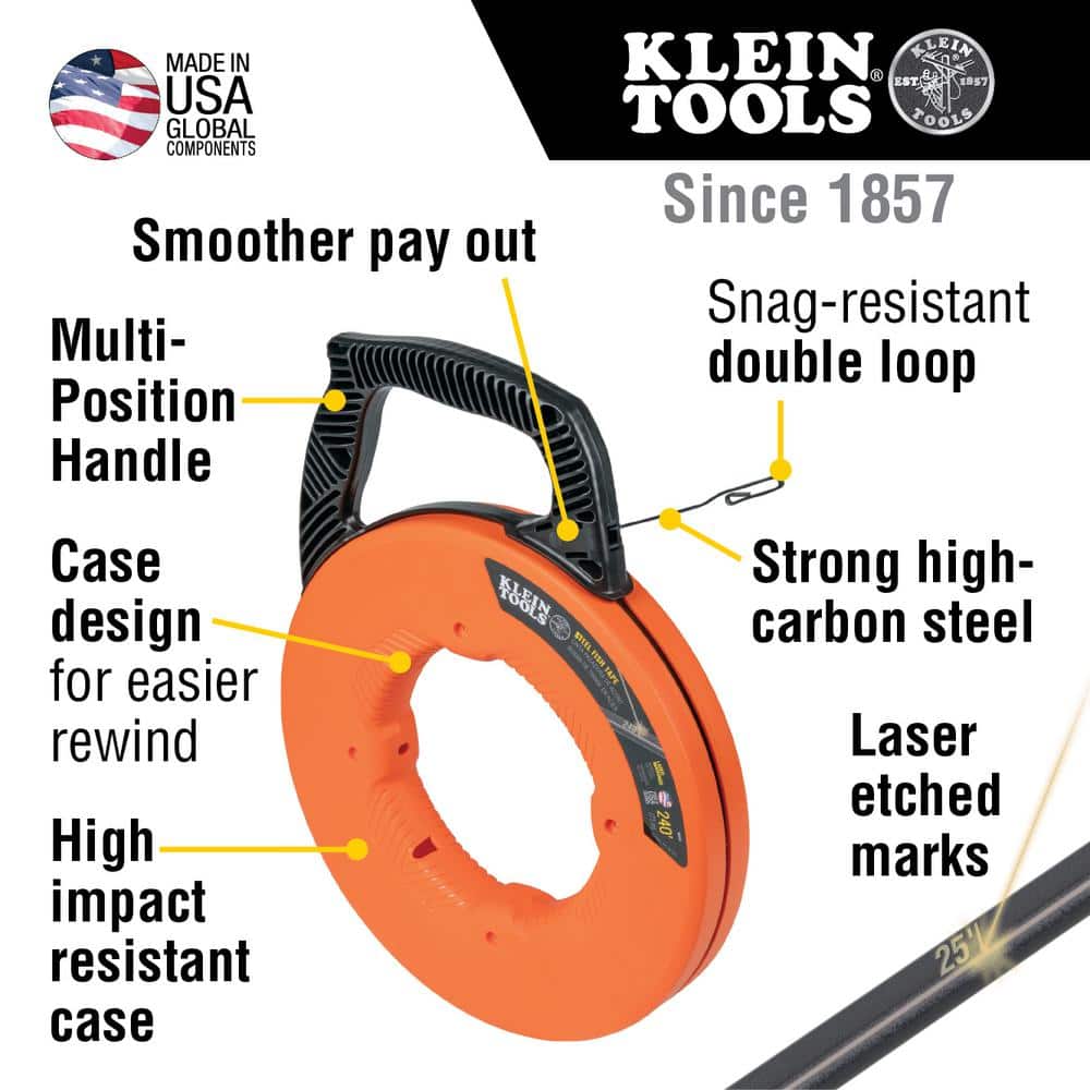 Klein Tools 240 ft. Steel Fish Tape and 13 in. Flexible Fish Tape Leader (2)