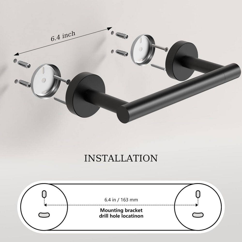LAIFUCAM 2 Piece Matte Black Toilet Paper Holder with Towel Ring in SUS304 Stainless Steel for Bathroom or RV (3)