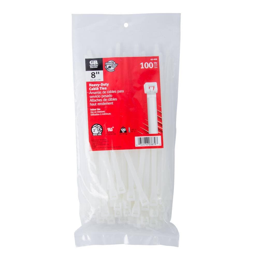Gardner Bender 8 in. Heavy Duty Cable Tie 120 lb. (100-Pack) Case of 10 (3)