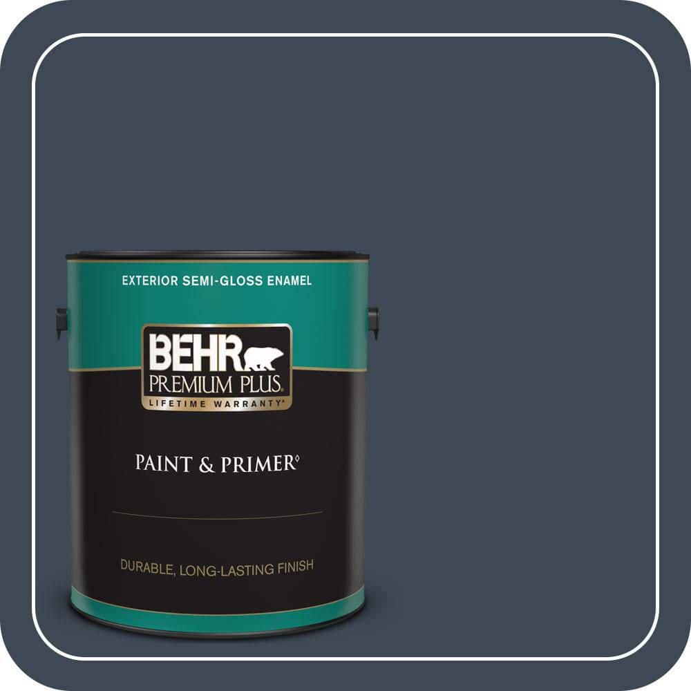 BEHR PREMIUM PLUS 1 gal. #PPU14-20 Starless Night Semi-Gloss Enamel Exterior Paint & Primer