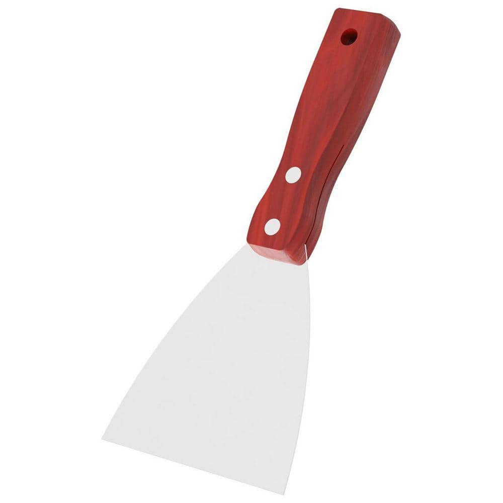 KIWDZFU 4 Inch Stainless Steel Joint Taping Knife with Wooden Handle for Drywall Decals Wall Paper Floor Tile Patching (1)