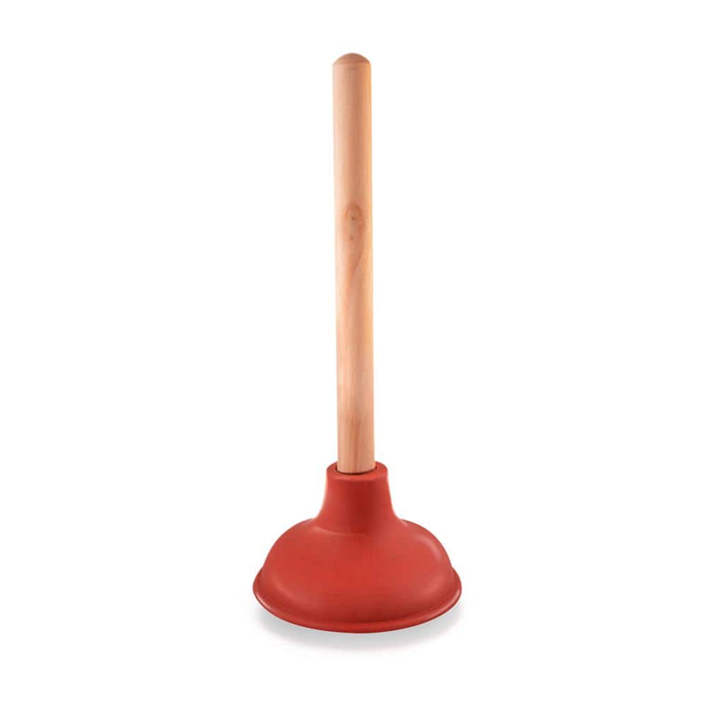 PLUMBFLEX Heavy Duty Rubber Plunger for Bathroom - Small Plunger for Sink with 9 in. Wooden Handle to Fix Clogged Basins and Tubs