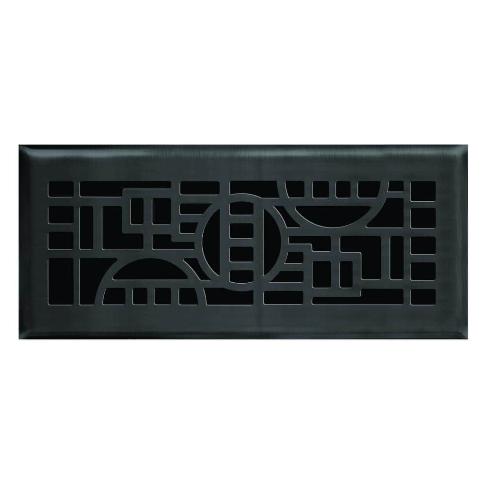 Hampton Bay 4 in x 12 in Cosmopolitan Floor Register in Matte Black