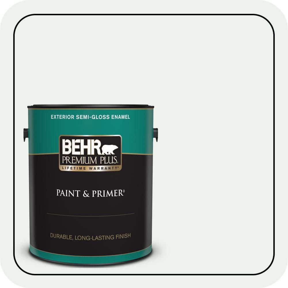 BEHR PREMIUM PLUS 1 gal. #W-D-500 Cascade White Semi-Gloss Enamel Exterior Paint & Primer