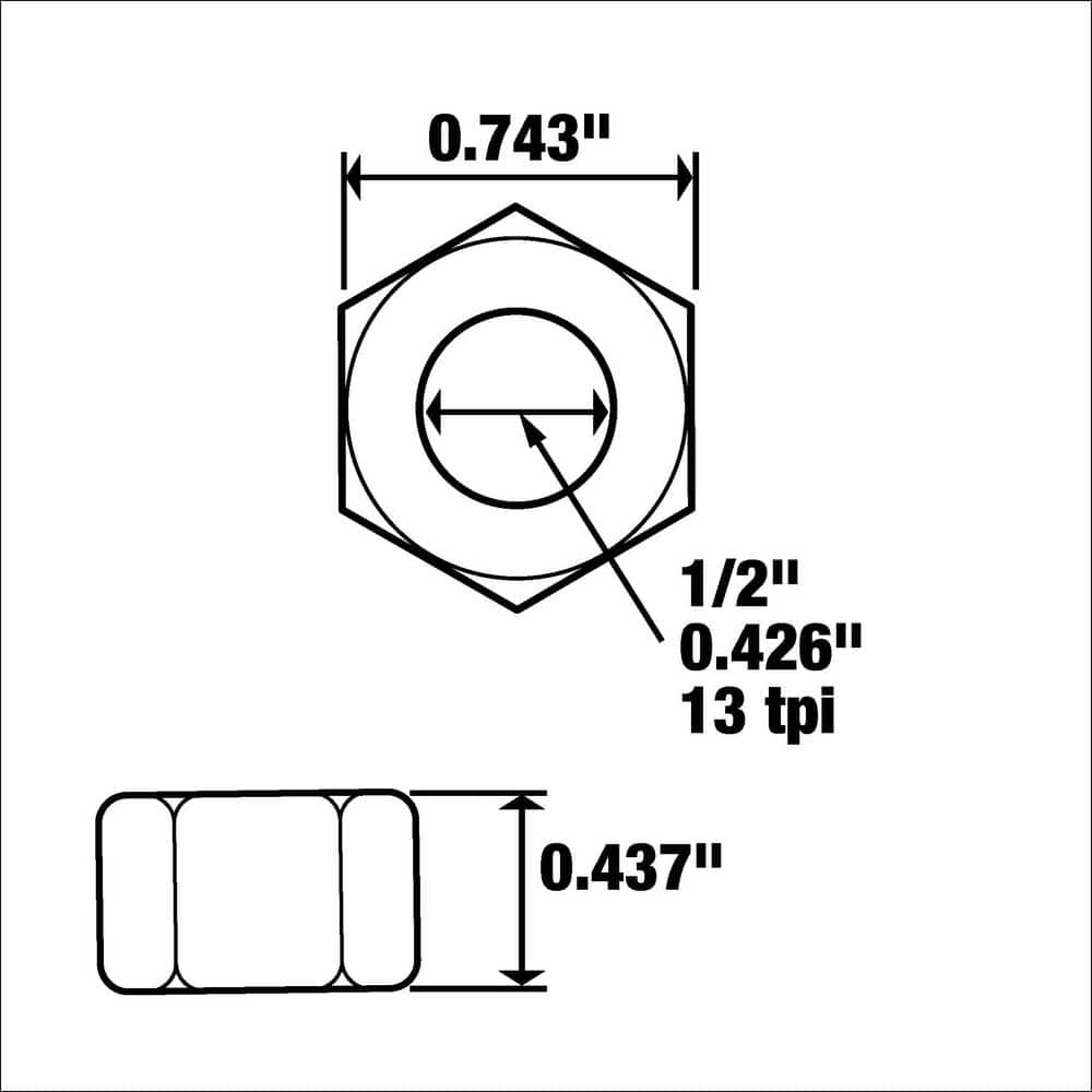 Everbilt 1/2 in.-13 Zinc Hex Nut (4-Pack) (2)