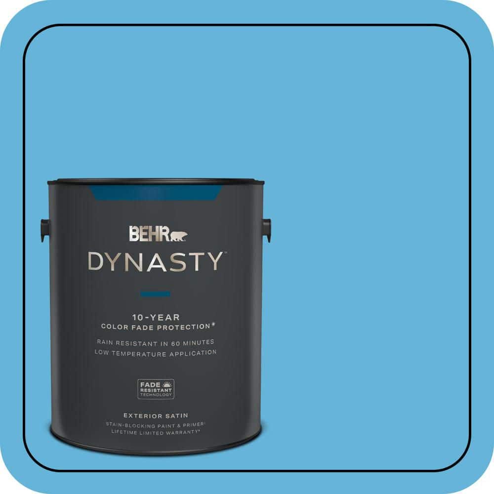 BEHR DYNASTY 1 gal. #540B-5 Riviera Blue Satin Enamel Exterior Stain-Blocking Paint & Primer