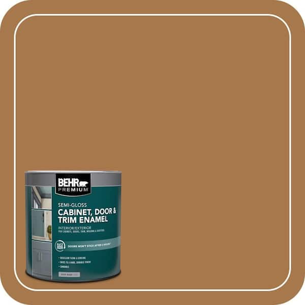 BEHR PREMIUM 1 qt. #MS-38 Honey Amber Semi-Gloss Enamel Interior/Exterior Cabinet, Door & Trim Paint (2)