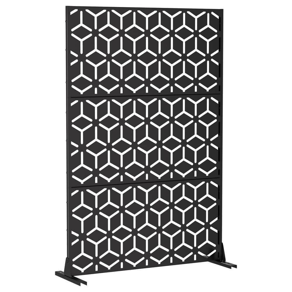 Dovelina 72 in. Bob Metal Outdoor Garden Fence Privacy Screen Garden Screen Panels in Black (1)