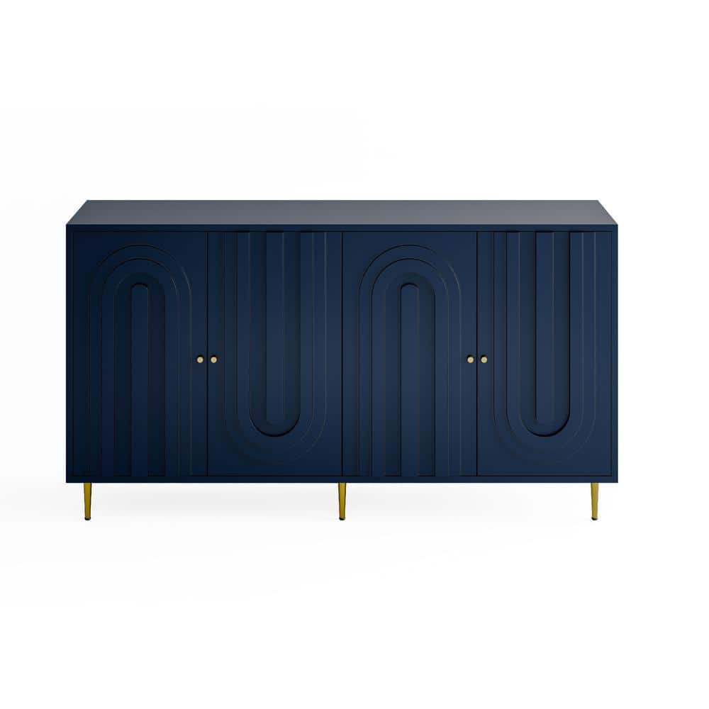 Unbranded 59.84 in. W x 15.75 in. D x 33.46 in. H Blue Linen Cabinet with 4-Doors (1)