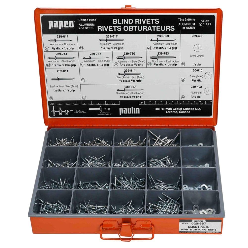 Unbranded Blind Rivets Assorted Master Pro Kit (1000-Pieces) (1)
