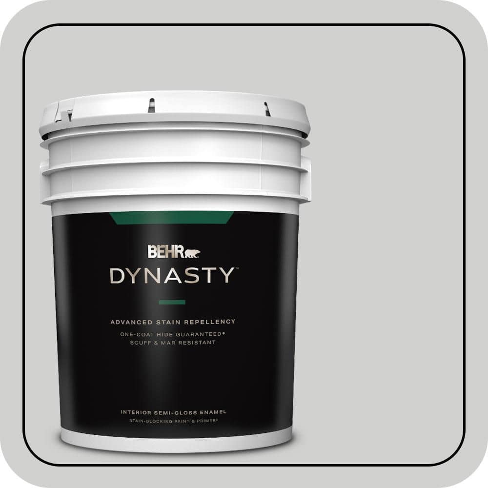 BEHR DYNASTY 5 gal. #N520-1 White Metal Semi-Gloss Enamel Interior Stain-Blocking Paint & Primer