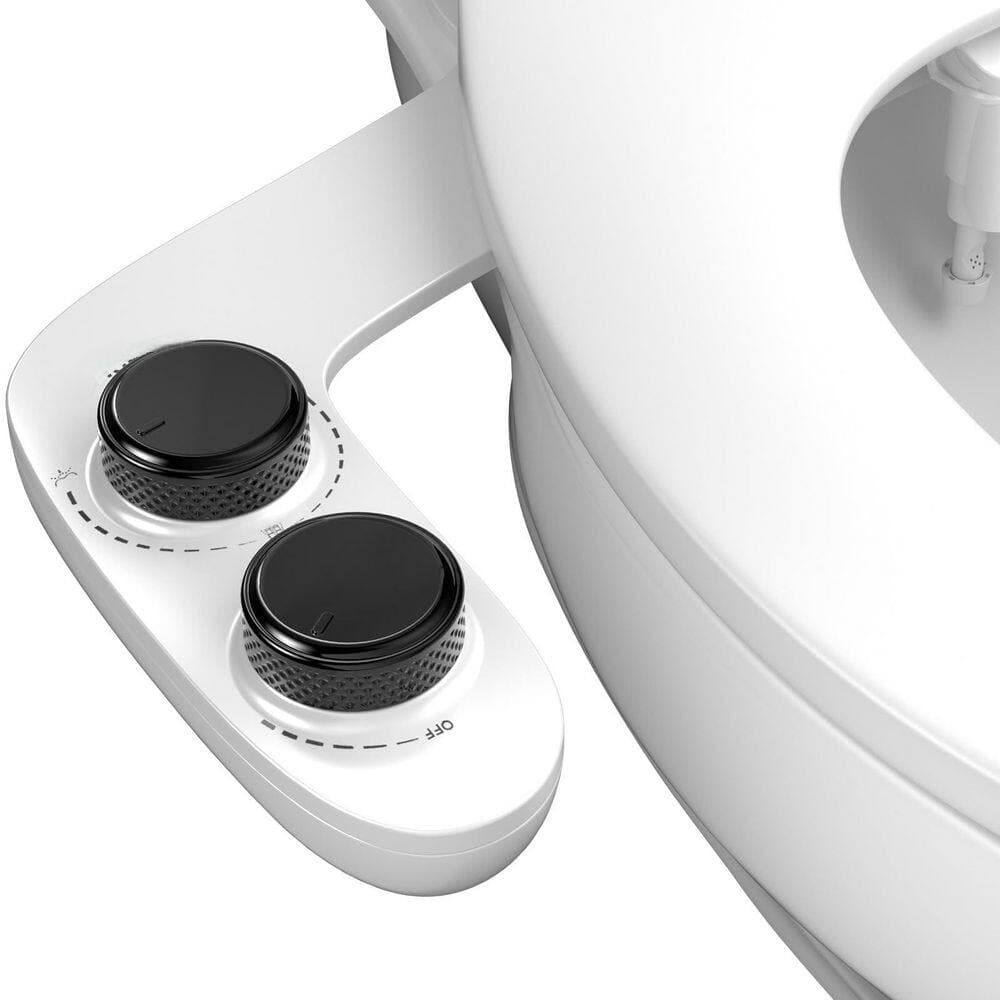 Wudkey Bidet Attachment with Self-Cleaning, Dual Retractable Nozzles Bidet Spray, Non-Electric Adjustable Water Pressure, Black (2)