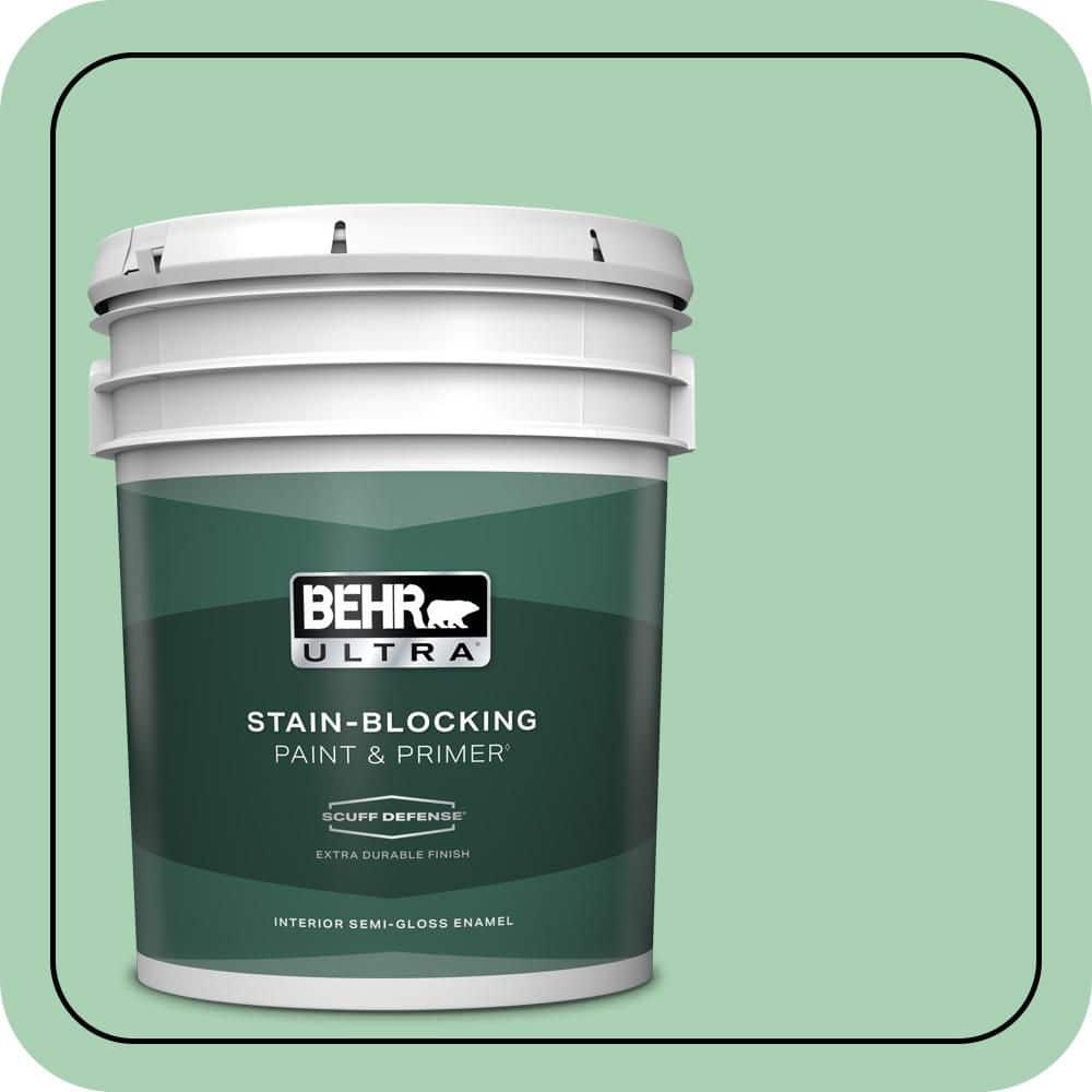 BEHR ULTRA 5 gal. #460D-4 Aloe Essence Extra Durable Semi-Gloss Enamel Interior Paint & Primer