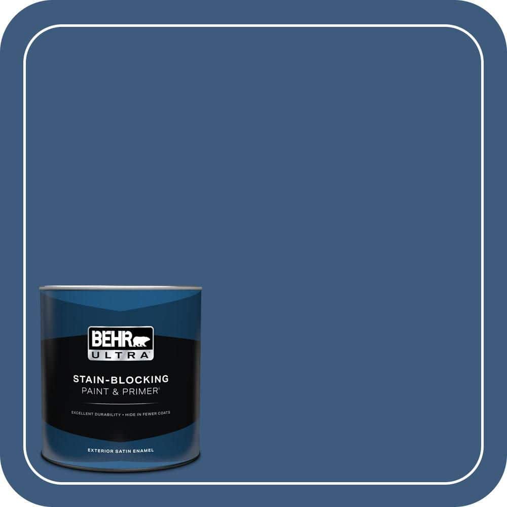 BEHR ULTRA 1 qt. #M520-7 Admiral Blue Satin Enamel Exterior Paint & Primer