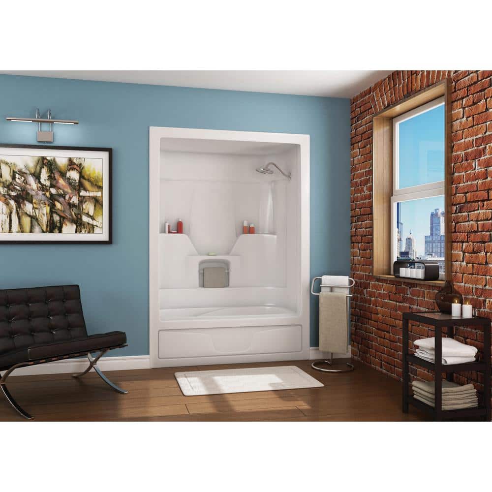 MAAX Aspen 31 in. x 60 in. x 85 in. 3-piece Acrylic Bath and Shower Kit with Right Drain in White (2)