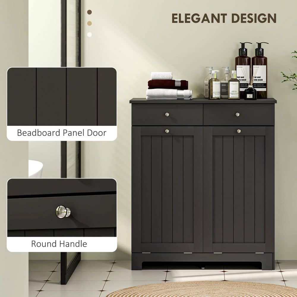 Buruis 30.7 in. W 15 in. D 35.4 in. H Bathroom Linen Cabinet with 2-Large Tilt-Out Laundry Hampers (3)