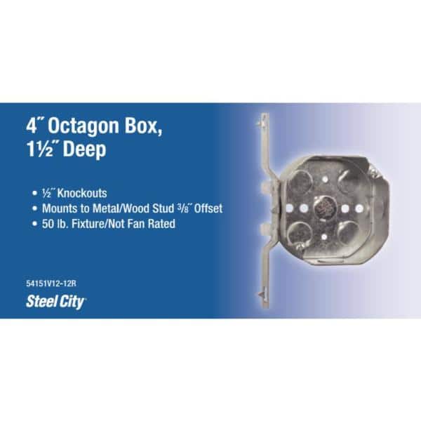 Steel City 4 in. 1-1/2 in. Deep Octagon Box with V-Bracket (54151V12-12R) (3)