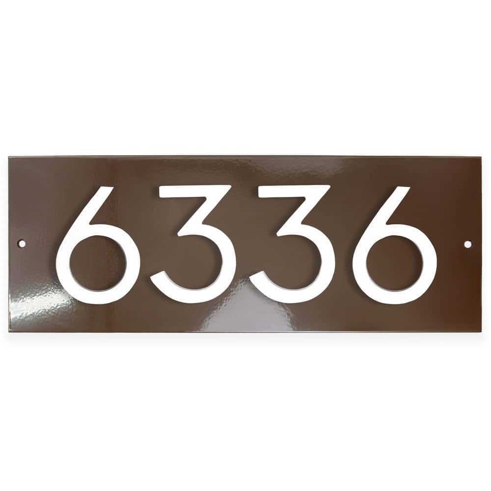 Montague Metal Products Horizontal Floating Modern Address Plaque (4 in. Numbers-4 Characters)-Roman Bronze/White (1)