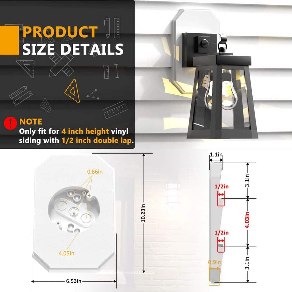 Laybus 6.53 in. x 10.23 in. Siding Mounting Kit, Textured and Paintable White Surface, Made of Solid and Sturdy Plastic (2)