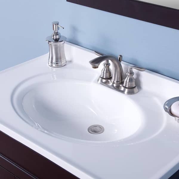 Glacier Bay Newport 37 in. W 22 in. D Cultured Marble Round Single Sink Vanity Top (2)