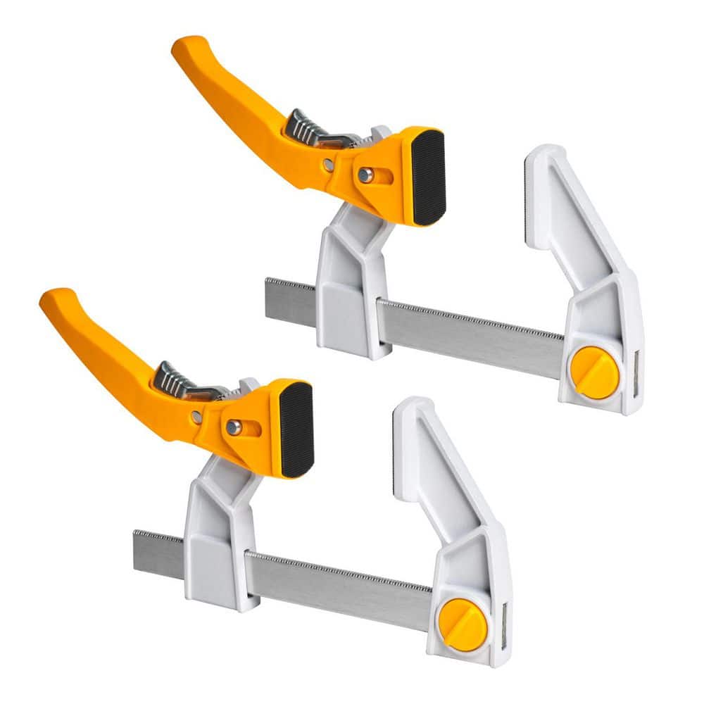 ‎POWERTEC 4 in. 440 lbs. Quick-Release Bar Clamps with Aluminum Jaws and Spreader Function Set (2-Piece) (1)