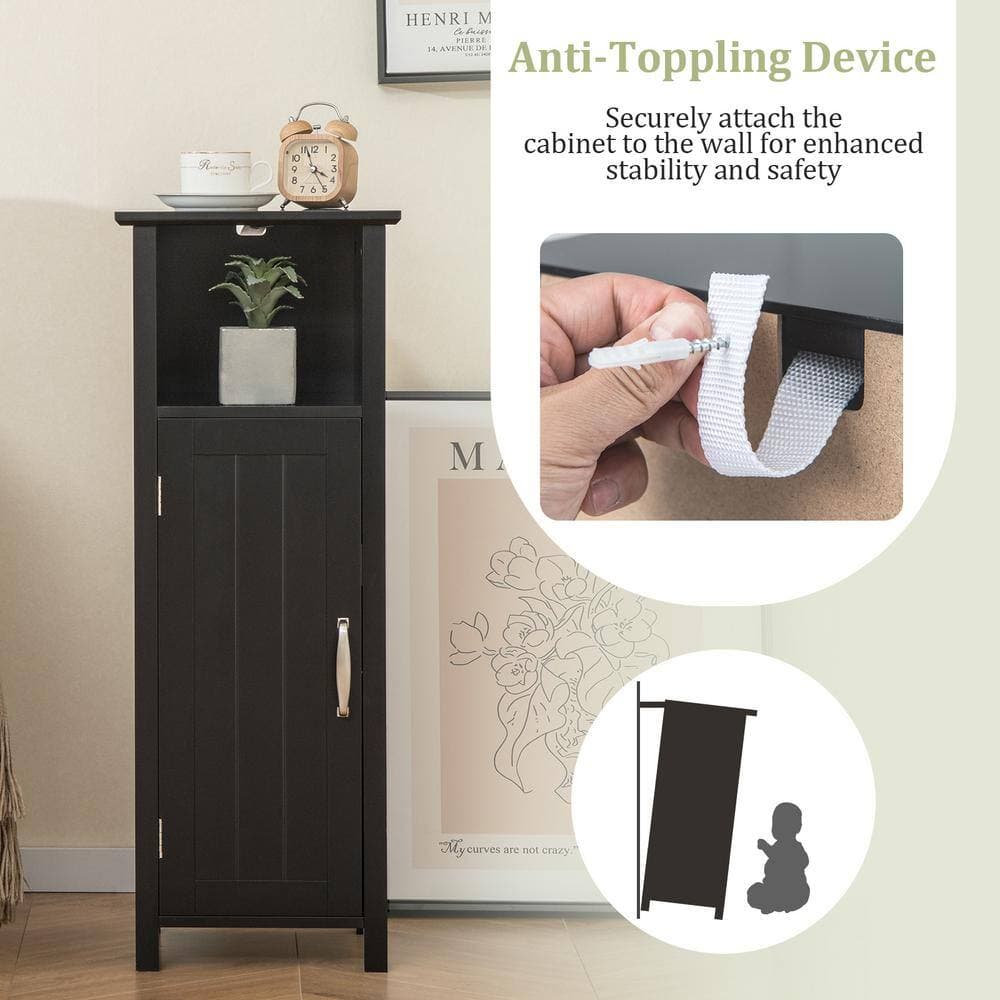 ANGELES HOME 12 in. W 12 in. D 31.5 in. H Freestanding Bathroom Linen Cabinet with Adjustable Shelves, Anti-Tipping Design (3)