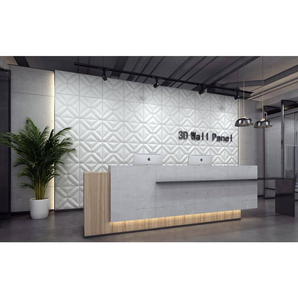 Dundee Deco Falkirk Ross 2/25 in. x 19.7 in. x 19.7 in. White PVC Shape 3D Decorative Wall Panel (2)