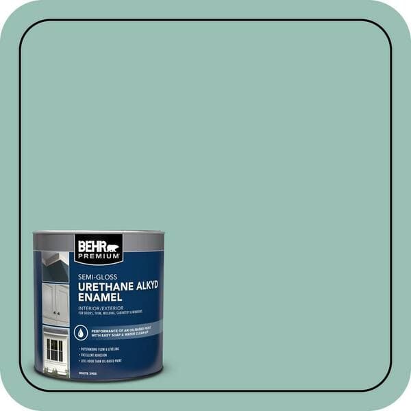 BEHR PREMIUM 1 qt. #PPU12-07 Spring Stream Semi-Gloss Enamel Urethane Alkyd Interior/Exterior Paint (2)