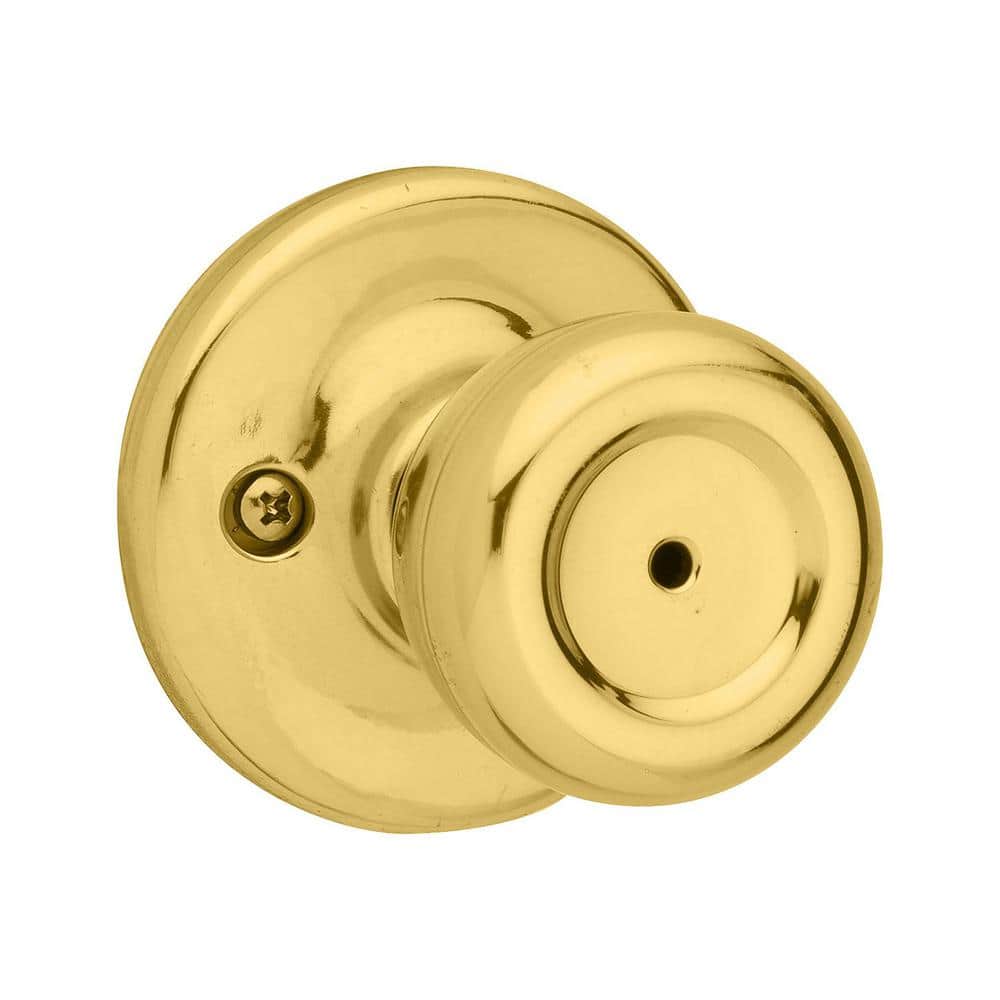 Kwikset Brass Mobile Home Polished Bed/Bath Door Knob with Microban Antimicrobial Technology and Lock