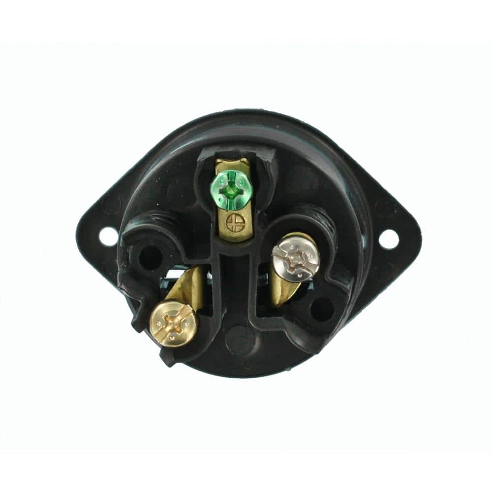 Leviton 15 Amp 125-Volt Flanged Inlet Grounding Outlet, Black 5239 (3)