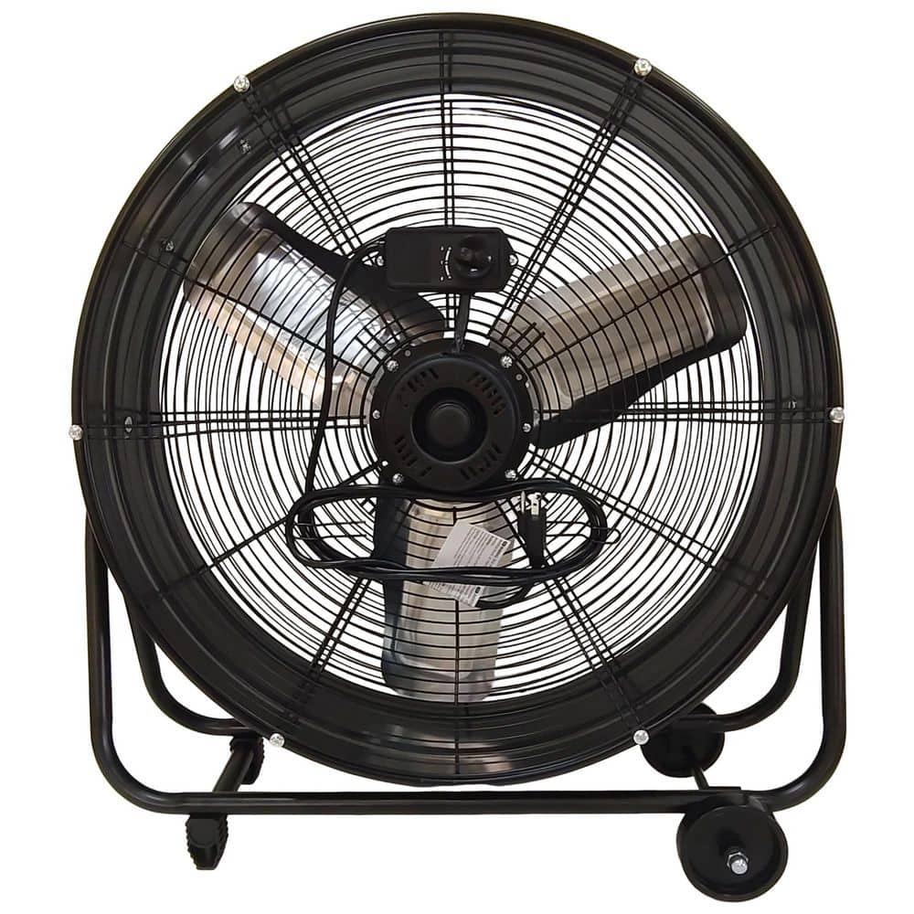 Tahanbath 24 in. Heavy Duty Metal Industrial Drum Fan, High Velocity Shop Fan for Warehouse Garage in Black (1)