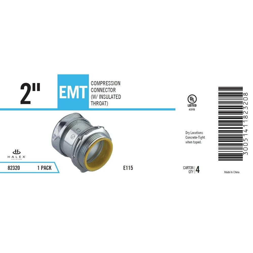 Halex 2 in. Electrical Metallic Tube (EMT) Compression Connector with Insulated Throat (3)