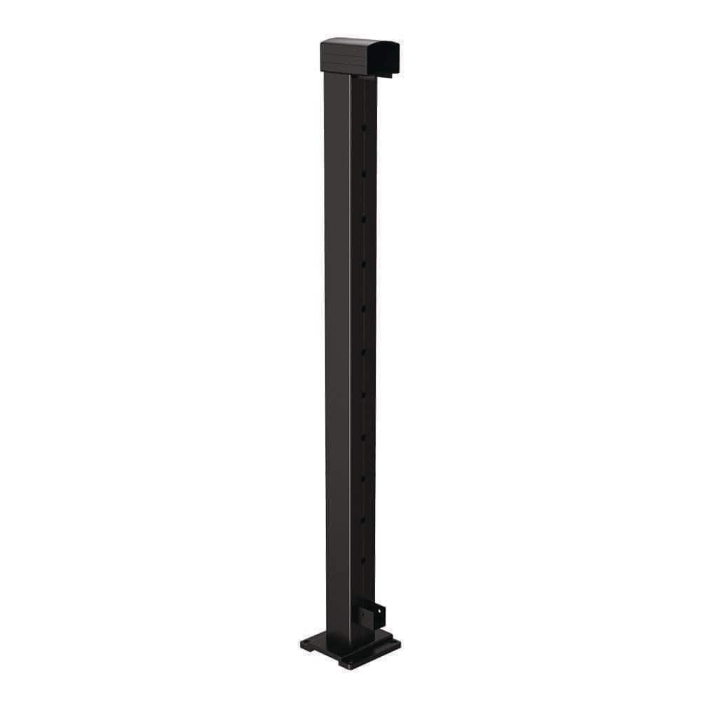 PEAK 36 in. H x 2.5 in. W x 2.5 in. D Cable Railing Aluminum End Post in Matte Black