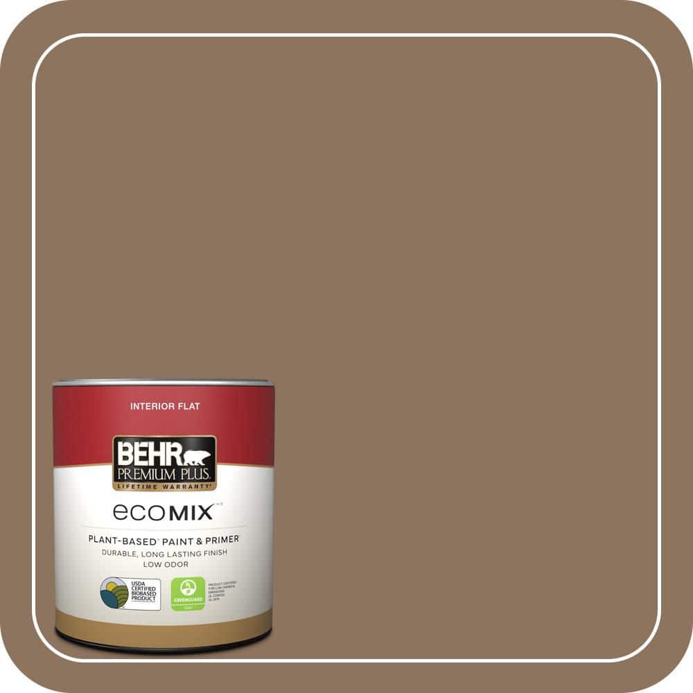 BEHR PREMIUM PLUS 1 qt. #N260-6 Outdoor Cafe Flat EcoMix Plant-Based Interior Paint & Primer (1)