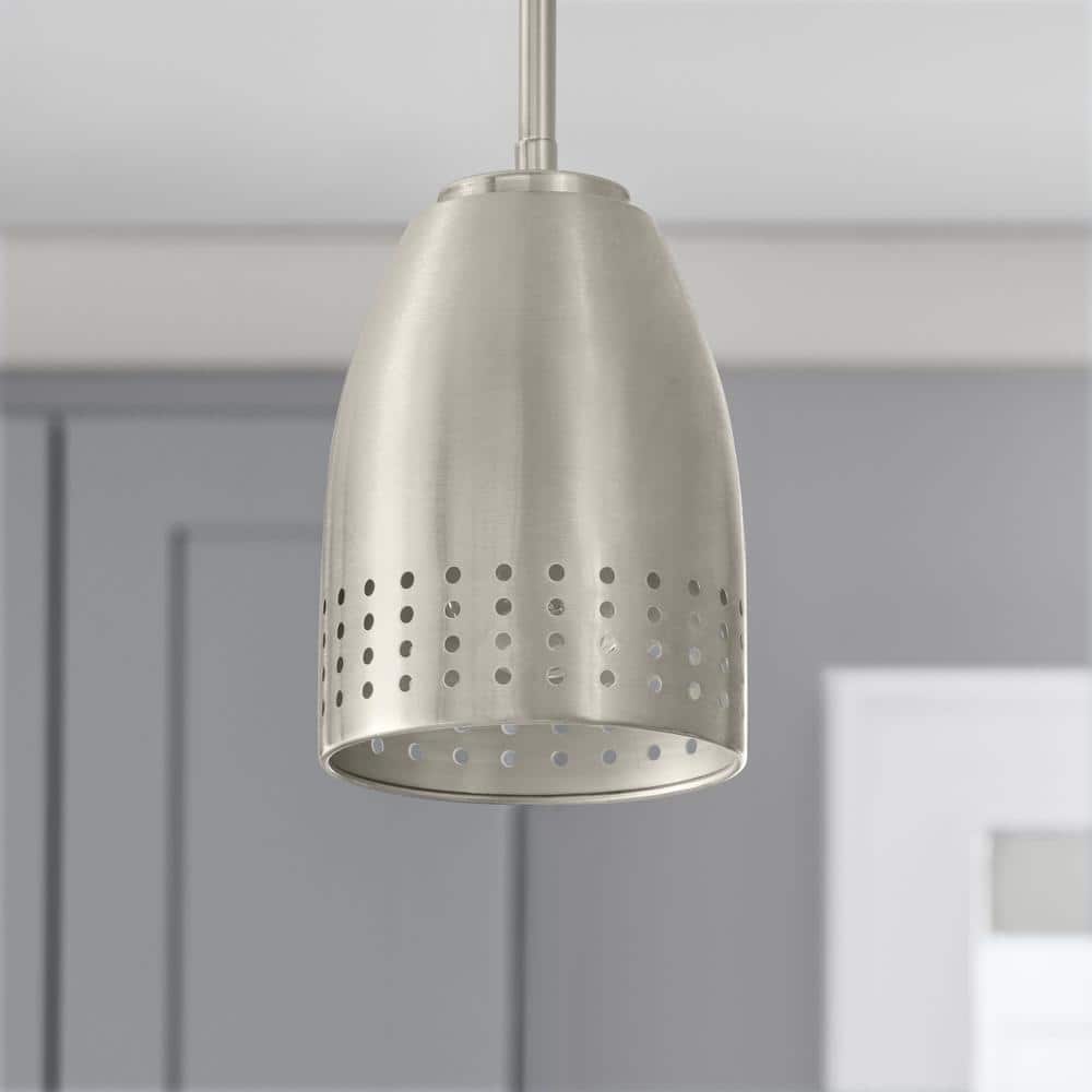 PRIVATE BRAND UNBRANDED 6.4 in. Brushed Nickel Metal Dome Shaped Replacement Pendant Shade with 2.25 in. Neckless Fitter (4)