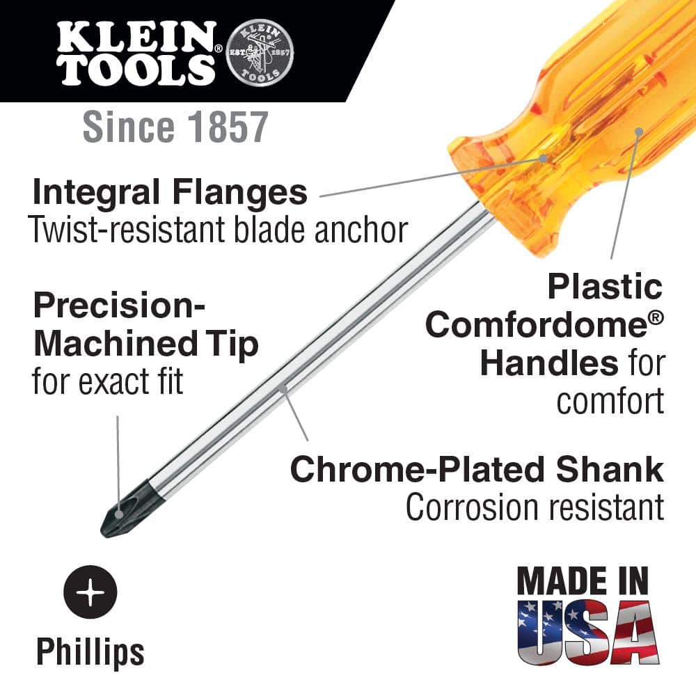 Klein Tools #2 Profilated Phillips Head Screwdriver with 4 in. Round Shank (2)