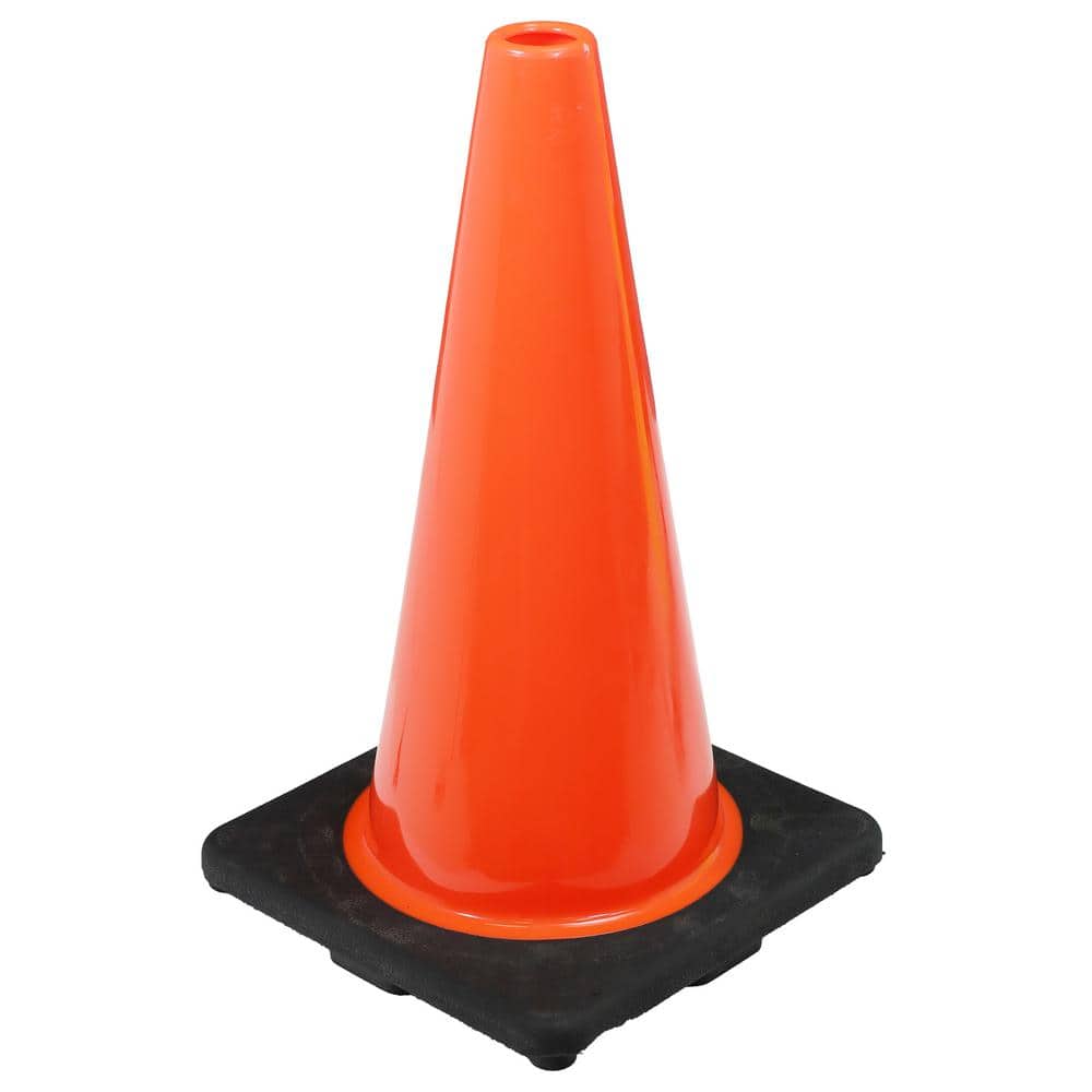 PRIVATE BRAND UNBRANDED 18 in. Orange PVC Injection Molded Safety Cone with Orange Base