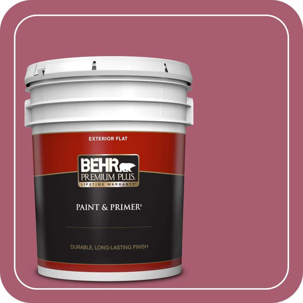 BEHR PREMIUM PLUS 5 gal. #MQ1-07 Shine Baby Shine Flat Exterior Paint & Primer