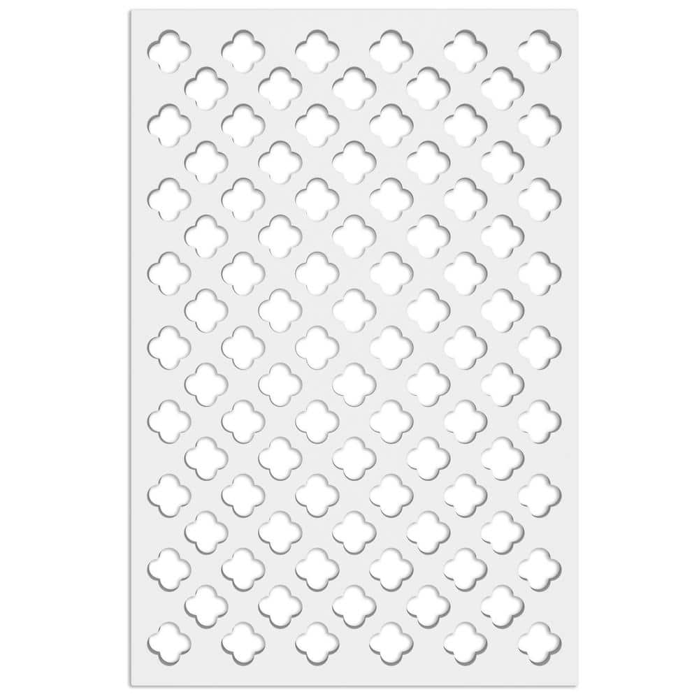 Acurio Latticeworks Clover 4 ft. x 32 in. White Vinyl Decorative Screen Panel