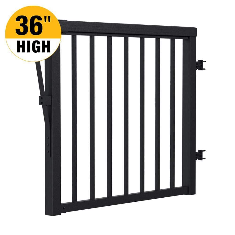 PEAK Aluminum Railing 36 in. H x 40 in. W Aluminum Deck Railing Picket Gate for 36 in. High System Matte Black