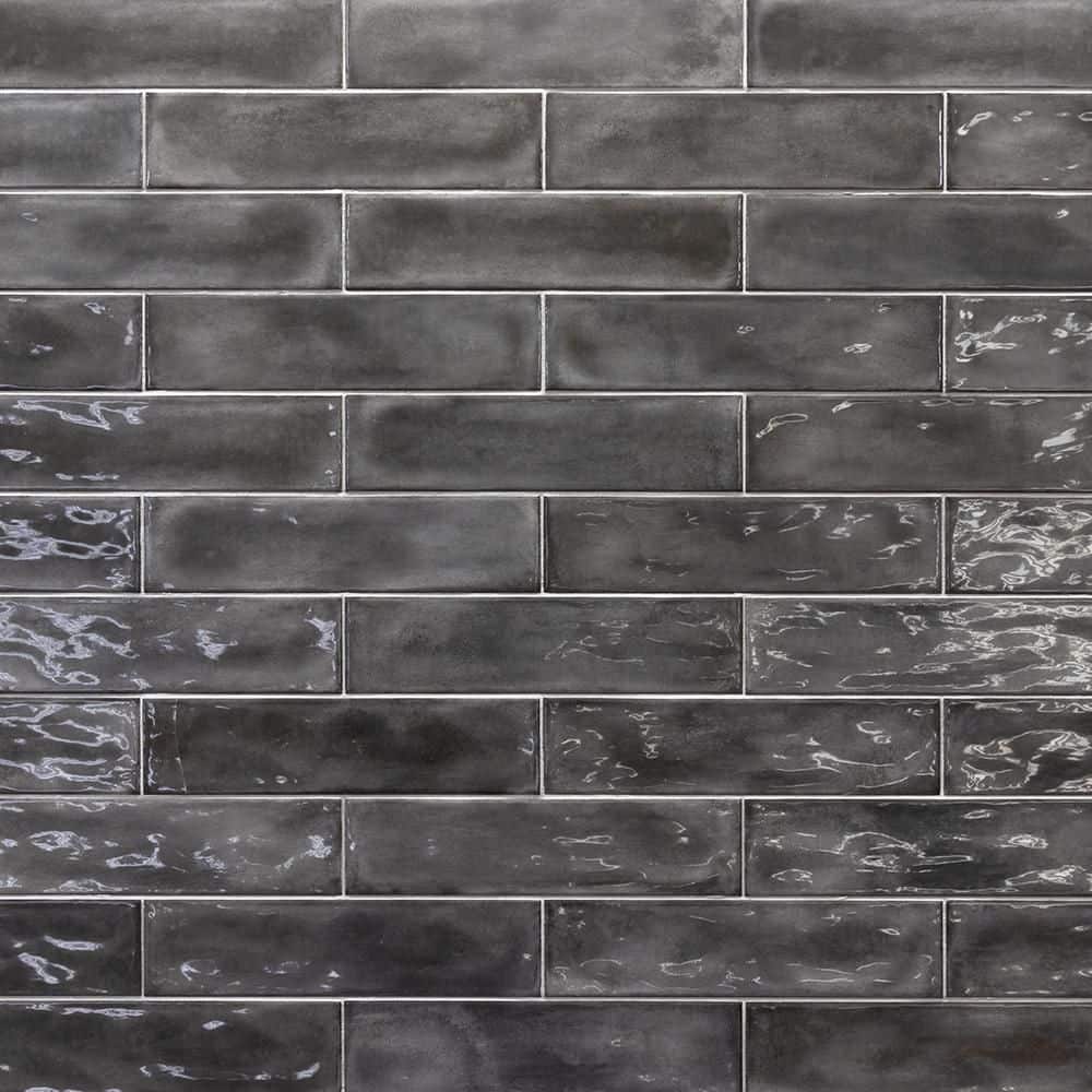 Jeffrey Court Rustico Black 3 in. x 12 in. Glossy Ceramic Rectangle Wall Tile (10.763 sq. ft. /Case)