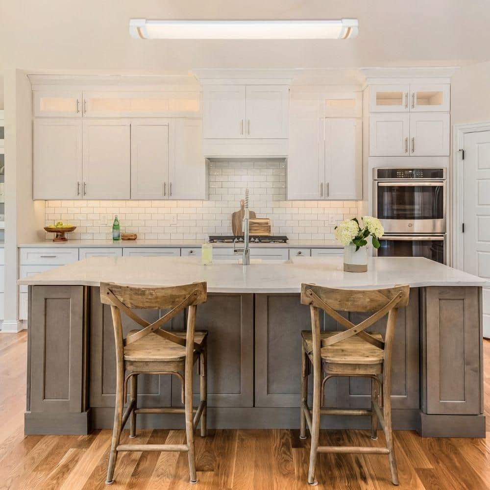 Commercial Electric 46 in. x 7.5 in. LED Flush Mount Ceiling Light White End Caps Cherry Design Trim 5200 Lumens 72-Watt 3000K 4000K 5000K (3)