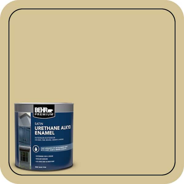 BEHR PREMIUM 1 qt. #M310-4 Almondine Satin Enamel Urethane Alkyd Interior/Exterior Paint (2)